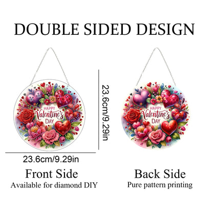 JJFox Diamond Art Hanging Kit for Adult,Special Shaped Rhinestone,DIY Acrylic 5D Diamond Art Painting Window Pendants Home Garden Wall Hanging Kits Hanging Ornament,Double Sided. (Love)
