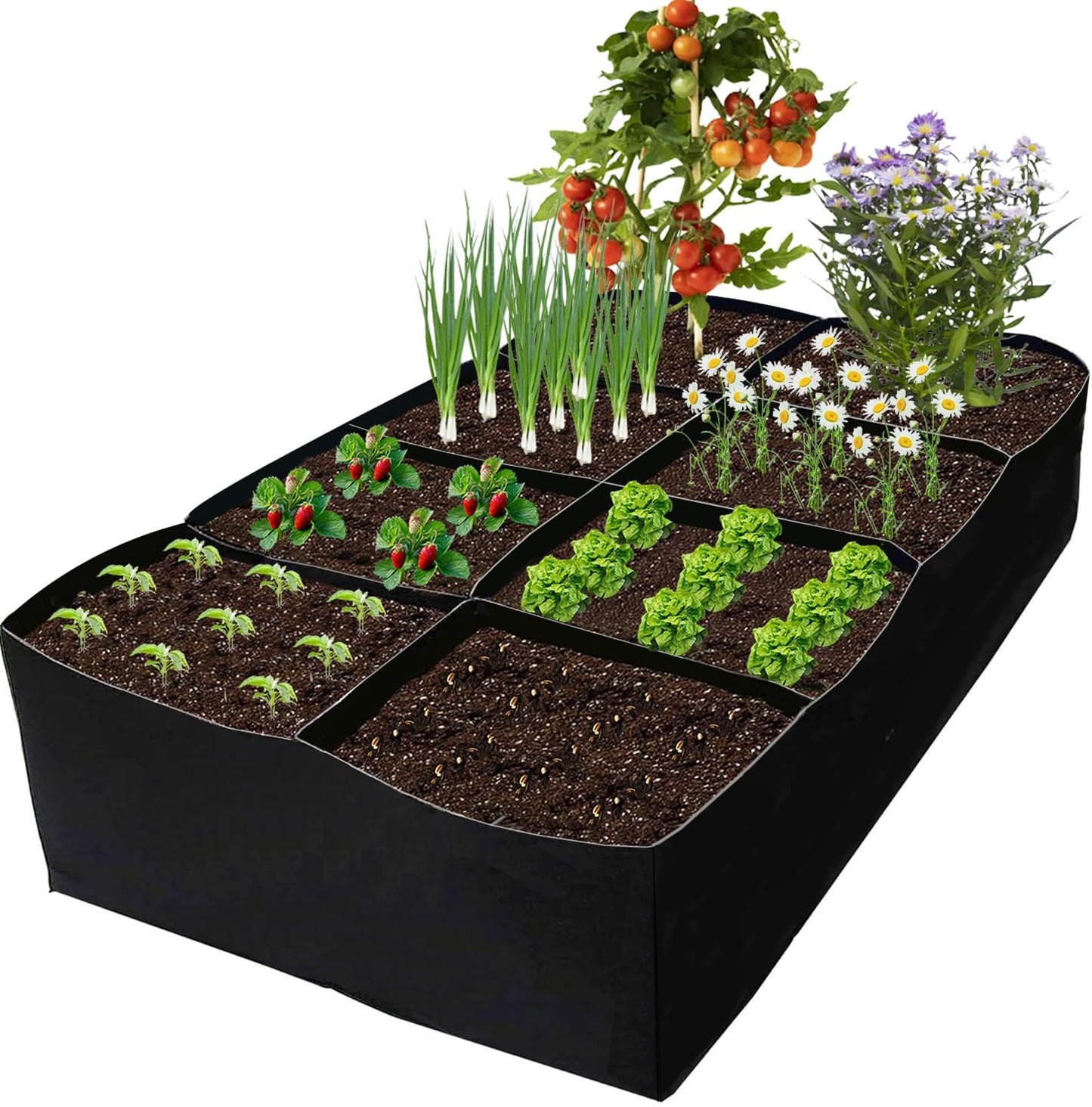 Linksandt Fabric Grow Bags, Raised Garden Bed for Vegetable Herbs Flowers, 128 Gallon Fabric Plant Pots Indoor Outdoor, 6x3x1ft