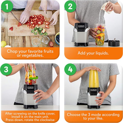 NutriChef Personal Electric Single Serve Blender - Small Professional Kitchen Countertop Mini Blender for Shakes & Smoothies, Pulse Blend, Convenient Lid Cover, Portable 20 & 24 oz Cups, Black