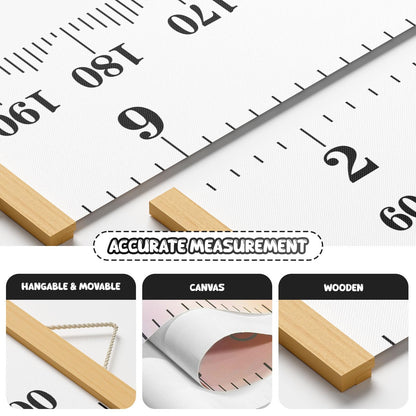 Kids Growth Chart Wall Hanging Baby Height Growth Chart Height Chart for Kids Removable Wall Decor for Kids Canvas Ruler Kids Measuring Chart for Wall Accurate Measurement Child Growth Chart (White)