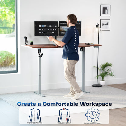 VIVO Electric 71 x 30 in Standing Desk, Memory Height Adjustment, 1B Series, Holds 220 lbs, Dark Walnut Top Gray Frame, DESK-KIT-1G7D