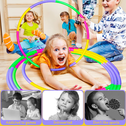 Vinsot 4 Pieces Toy Hoop Detachable Plastic Hoops Exercise Equipment Toy Adjustable Rings for Sports Playing Party Game Dance Pet Training