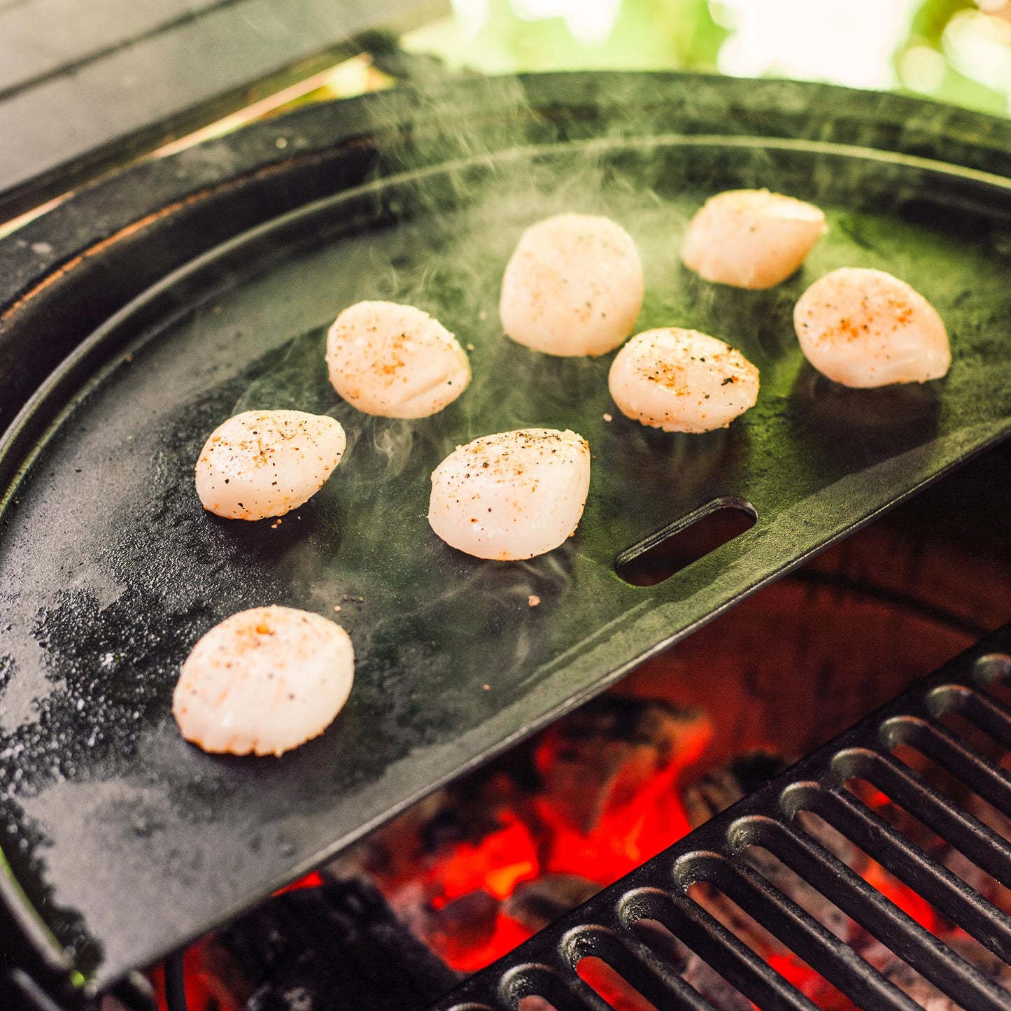 Kamado Joe KJ-HCIGRIDDLE Classic Joe - Half Moon Cast Iron Reversible Griddle Grill Accessory, Black