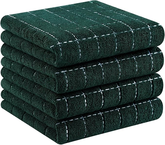 Homaxy 100% Cotton Terry Kitchen Towels, Checkered Designed, Soft and Super