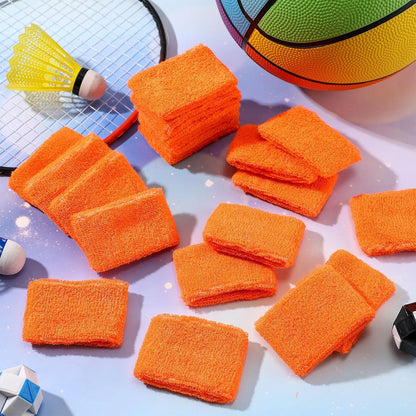 Leyndo 72 Pcs Wrist Sweatbands Bulk for Kids Field Day Terry Cotton Sweat Bands Sports Wristbands Kids for Summer Camp Student Football Team Competition Party (Orange)