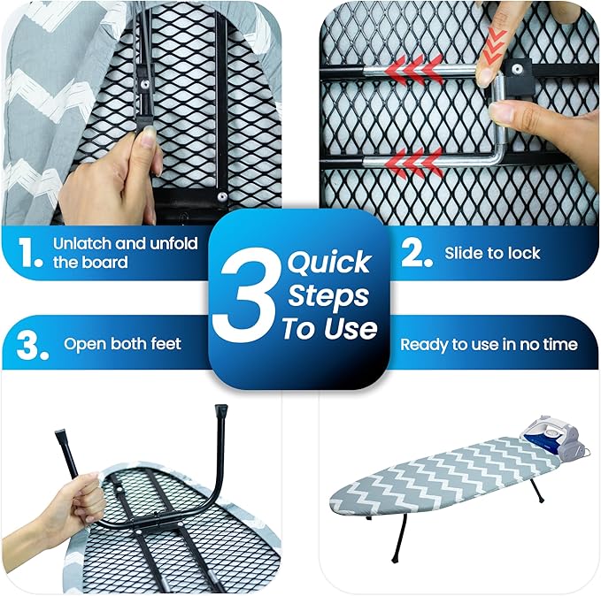Metal Mesh Panel Tabletop Ironing Board | Foldable Iron Board | Heavy Duty