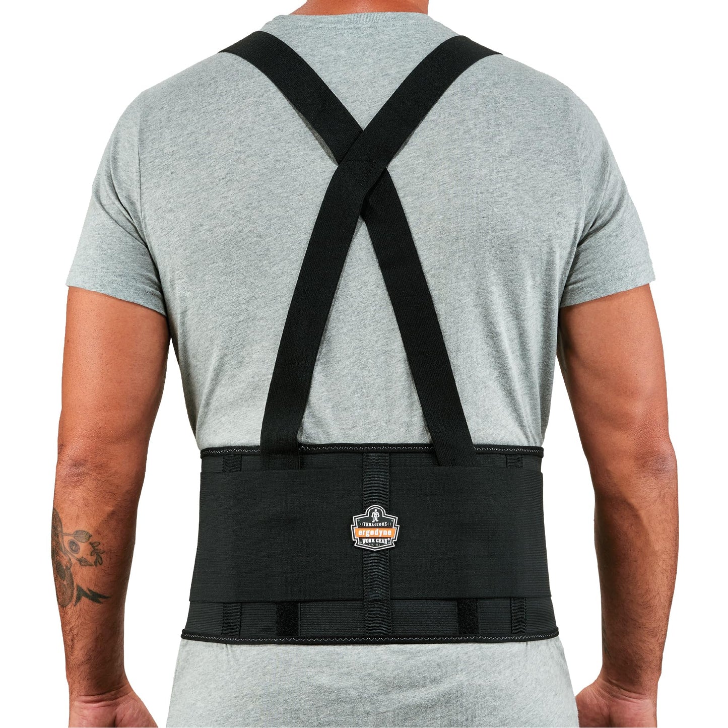 Ergodyne ProFlex 1650 Back Support Belt, 7.5" Elastic, Adjustable, Removeable Straps, Black, Medium