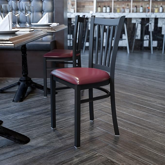 Flash Furniture 4 Pack HERCULES Series Black Vertical Back Metal Restaurant