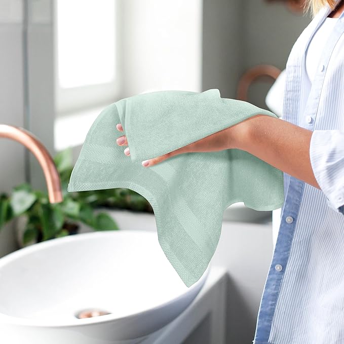 GLAMBURG Ultra Soft 6-Piece Hand Towel Set 16x28-100% Ringspun Cotton