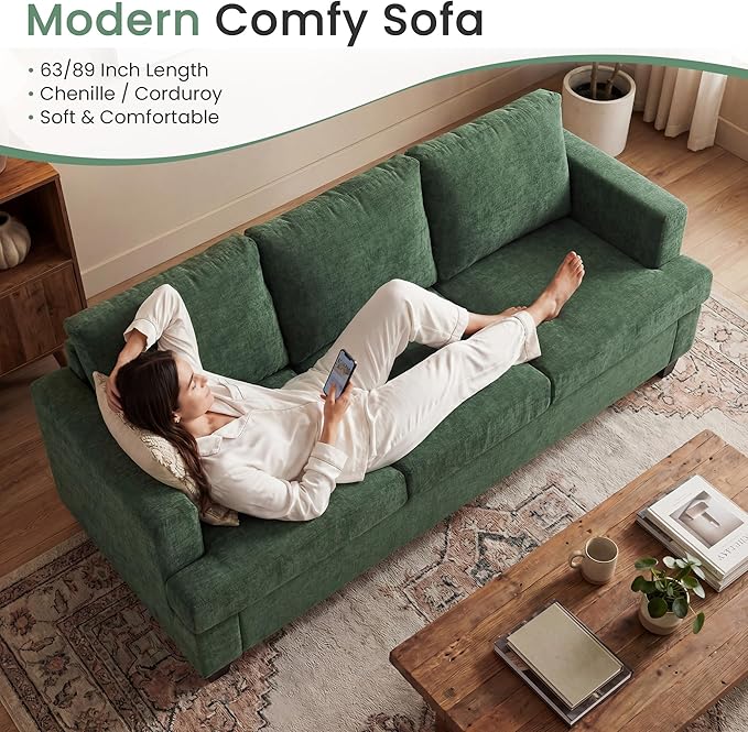 YOUDENOVA Sofa Couch, 3 Piece Set Comfy Sofa, 2 Loveseat & 3 Seater Sofa