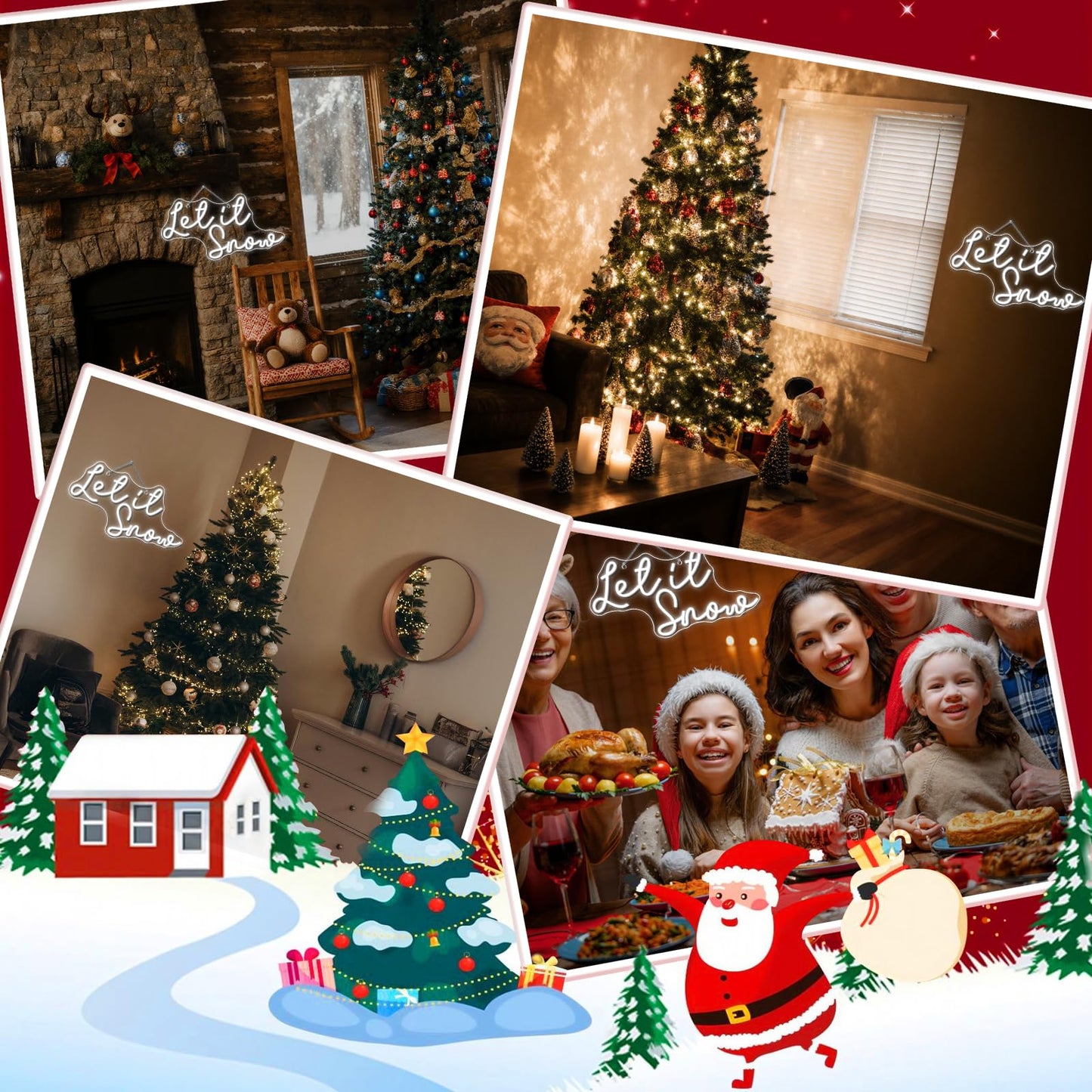 ineonlife Christmas Neon Sign Let It Snow Neon Signs for Wall Decor Led Lights for Bar Celebrate Party Room Shop Winter Window Bedroom Decoration Christmas Gifts