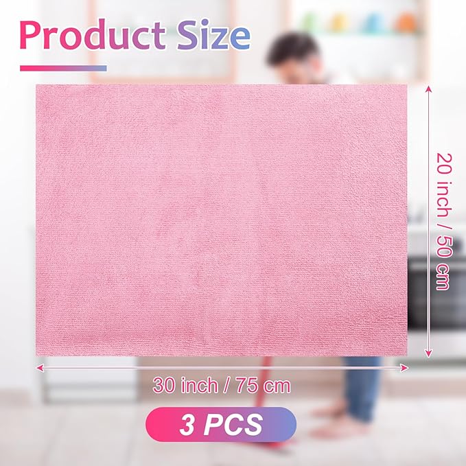 Newwiee 3 Pcs Extra Large Microfiber Cleaning Cloth 30" x 20" Washable Reusable
