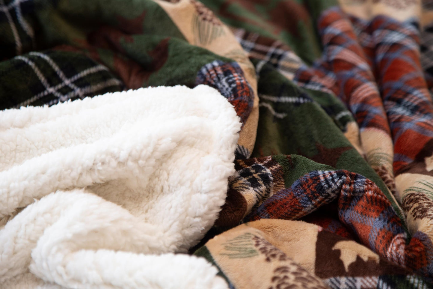Carstens, Inc. Ultra Premium Super Soft Plush Sherpa Fleece Oversized Throw Blanket 54" x 68", Tree Plaid