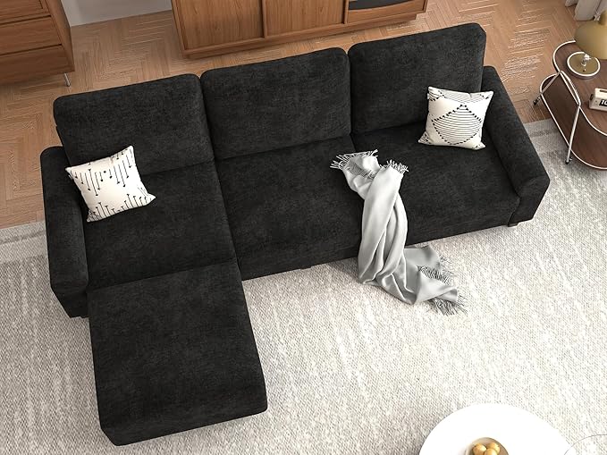 EASE MOOSE 100" Chenille L-Shaped Sectional Sofa, Modern Deep Seat Modular Couch