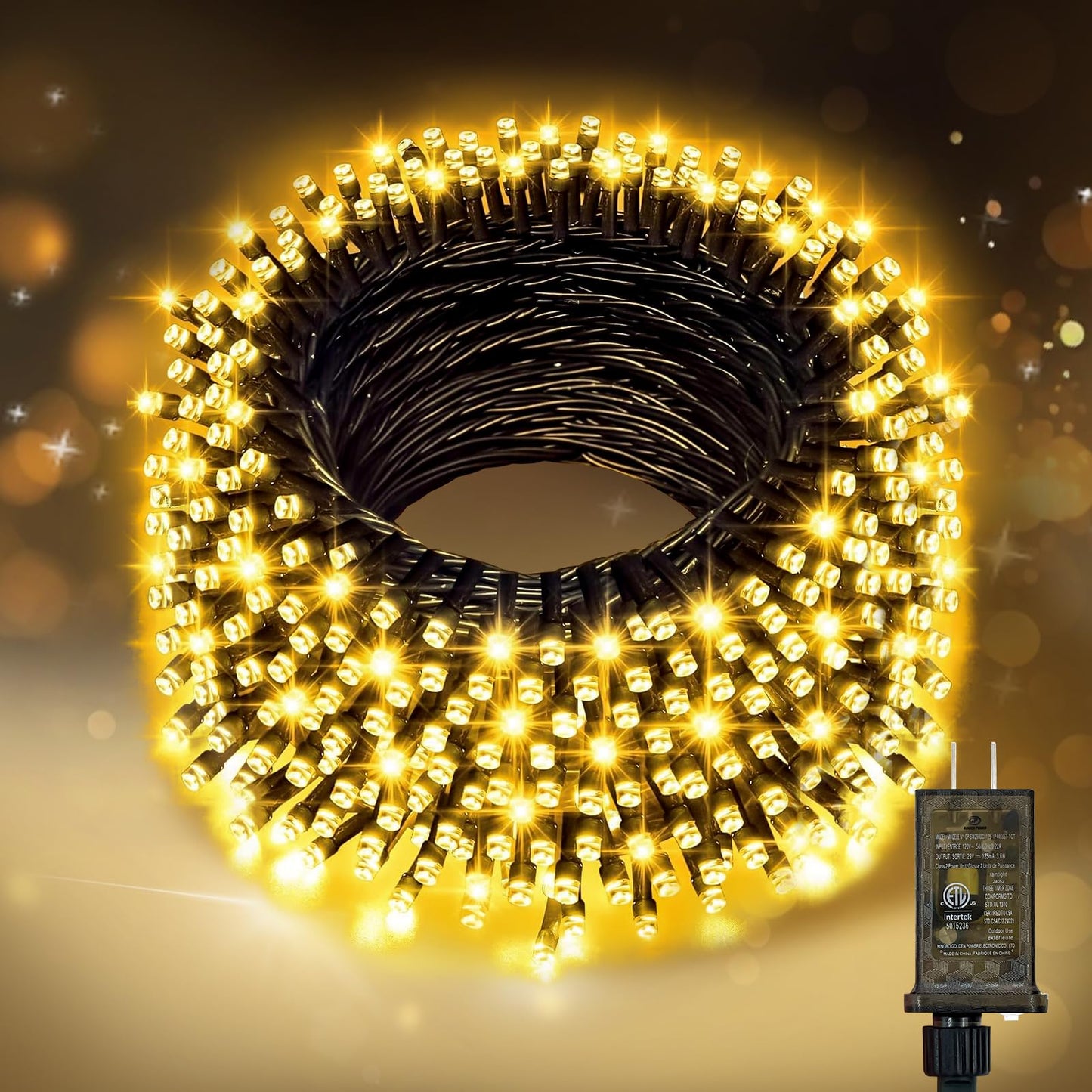 Nisocy 200 LED Christmas Connectable String Lights Outdoor Waterproof – Warm White Fairy Lights with Plug, Tree Lights for Patio, Garden, Bedroom, Wedding, Party, Decor (66FT)