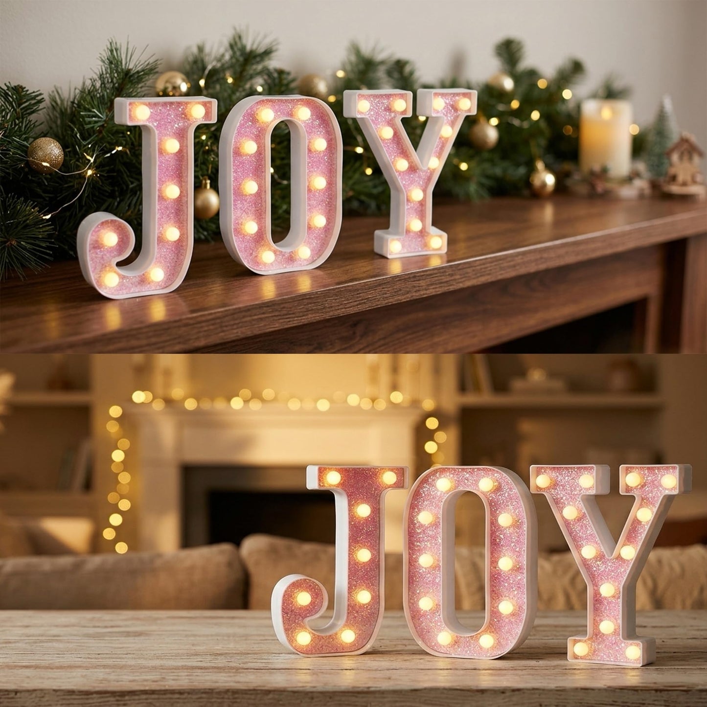 EUFONY Pink Glitter Marquee Light Up Letters, Battery Operated LED Letter Lights Signs for Pink Birthday Party Table Decorations, Wall Decor for Girls Bedroom, Initial Letter E with Warm White Lights