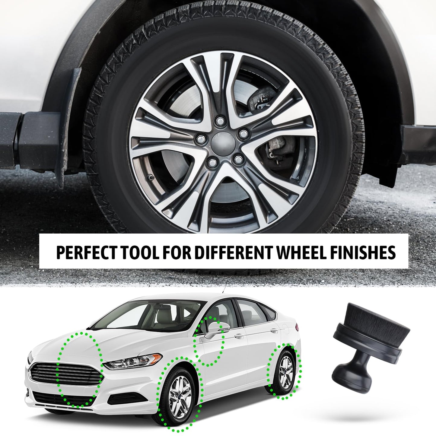 BABYSHEEP Car Tire Shine Applicator,Vegan Tire Shine Brush with Stand for Auto Detailing Cleaning Service (Black)