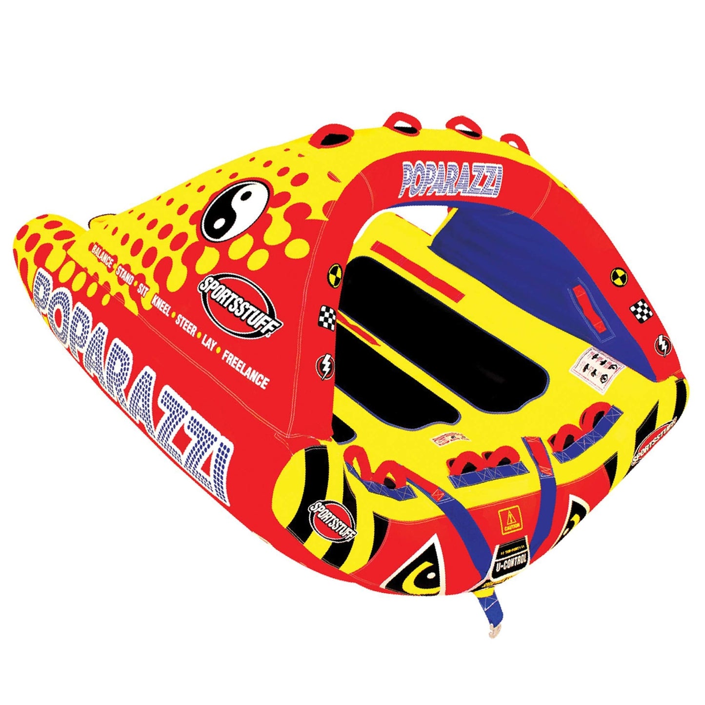 SPORTSSTUFF Poparazzi 1-3 Rider Towable Tube + Airhead 2 Section Tow Rope