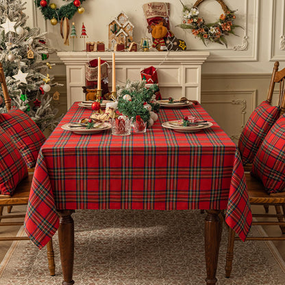 Softalker Christmas Checkered Tablecloth Rectangle - Red Buffalo Plaid Linen Cotton Gingham Xmas Table Cloths, Winter Farmhouse Table Decorations for Dining/Parties/Holiday, 54 x 80 Inch