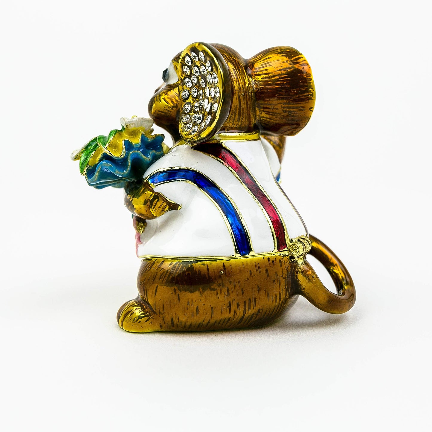 Keren Kopal Winner Mouse Trinket Box Decorated with Crystals Jewelry Storage Stash Handpainted Animal Figure Gift Idea for Home Decoration