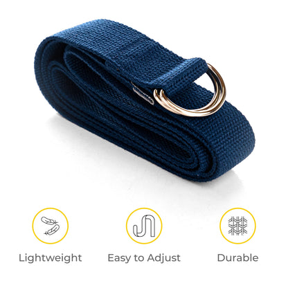 Sunshine Yoga 10-Pack Yoga Strap, 6-Foot Yoga Straps With Anti-Slip D-Ring Buckle, Adjustable Leg Stretching Strap for Muscle and Hamstring Stretch, Exercise Strap for Schools and Studios, Blue
