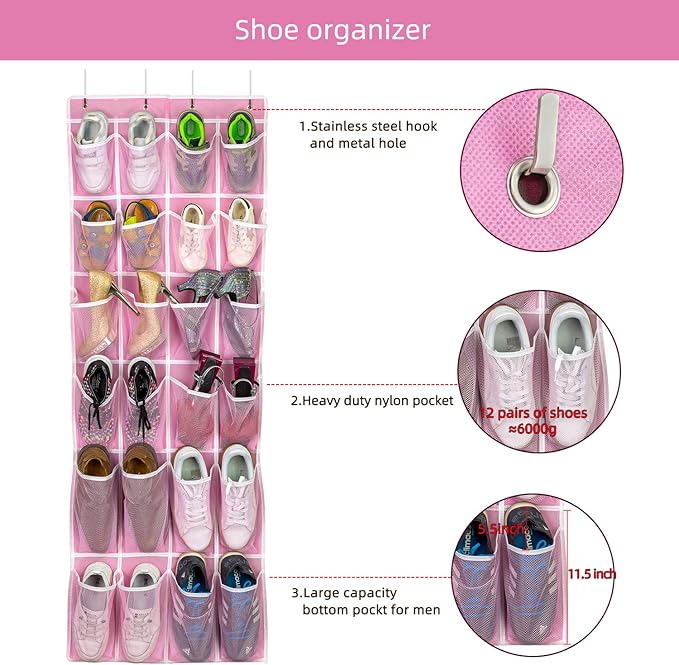 Hanging Shoe Organizer, Over The Door Shoe Organizer