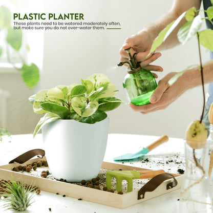 Utopia Home Plastic Planters White, Flower Nursery Pots Indoor Modern Decorative Plastic Pots for Plants, Succulents, Flowers, and Cactus 5 Pack, Multisize