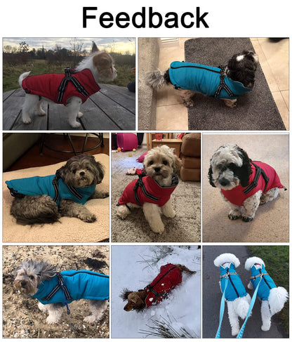 Pethiy - Winter Coat for Dogs with Built-In Harness, Warm Fleece Dog Jacket, Waterproof Dog Clothes Vest with Harness, Outdoor Sweater for Medium and Small Dogs-Pink-M