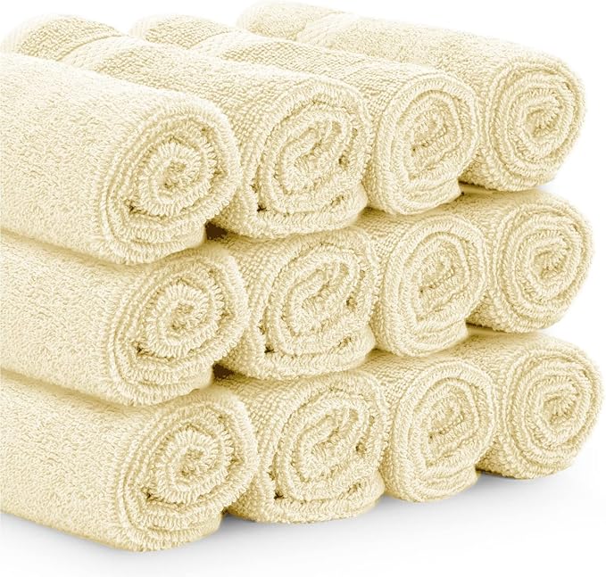 White Classic Luxury Cotton Washcloths 13x13 Inch