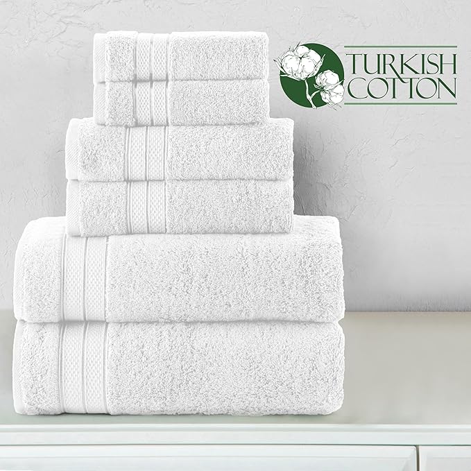 Elegant Comfort Luxury 6-Piece Towel Set, Premium Soft 100% Turkish Cotton
