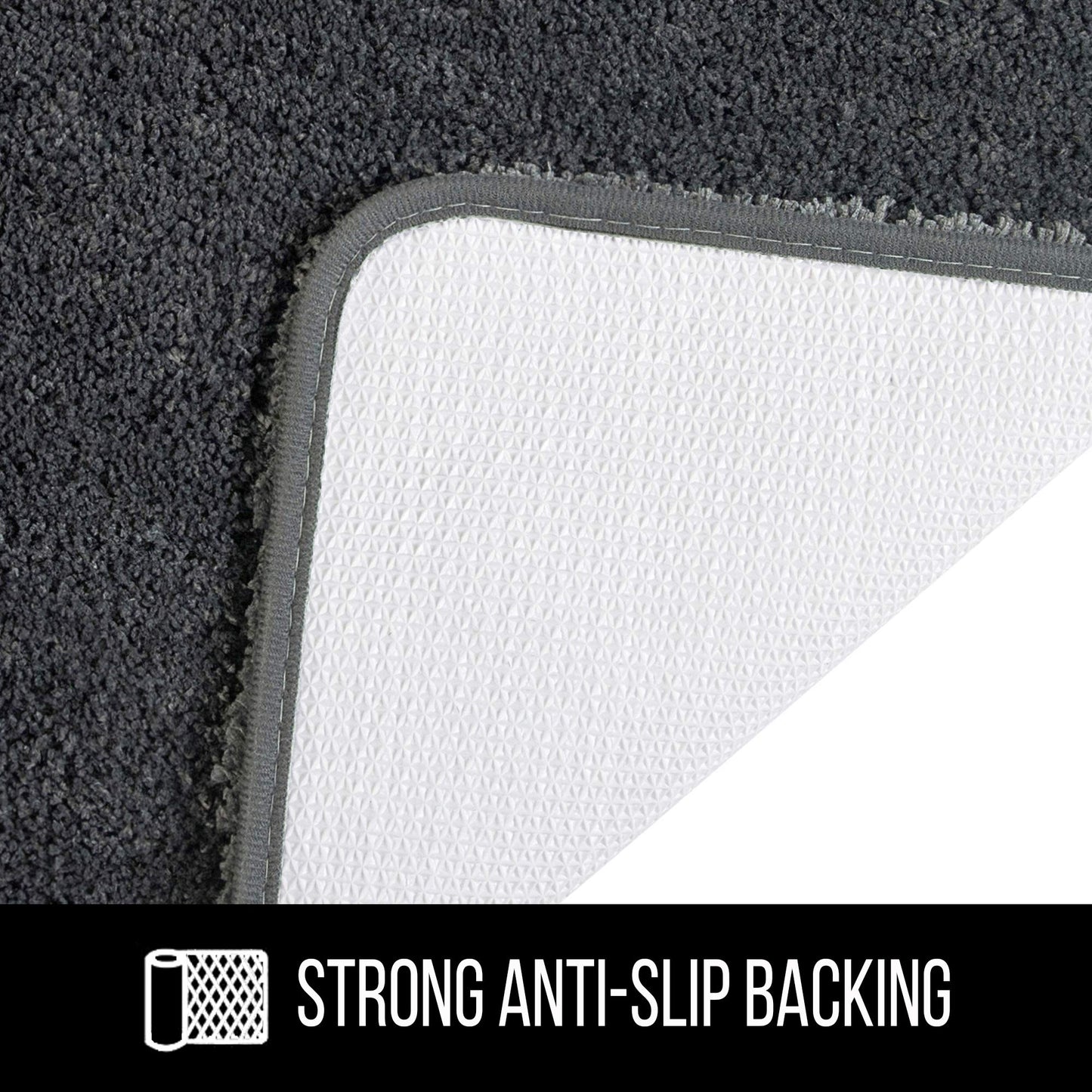 SFLXO 80cm x 50cm Non Slip Bath Mat Machine Washable Durable Soft Fluffy Microfiber Bathroom Mat Water Absorbent Bath Rug Deep Grey