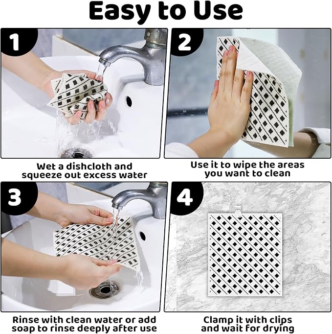 6 Pack Swedish Dishcloths for Kitchen, Swedish Rags Dish Towels
