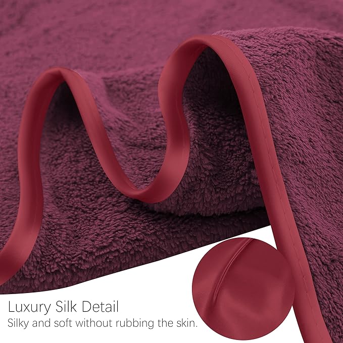 TENSTARS Microfiber Coral Velvet Luxury Silk Hemming Towel Set