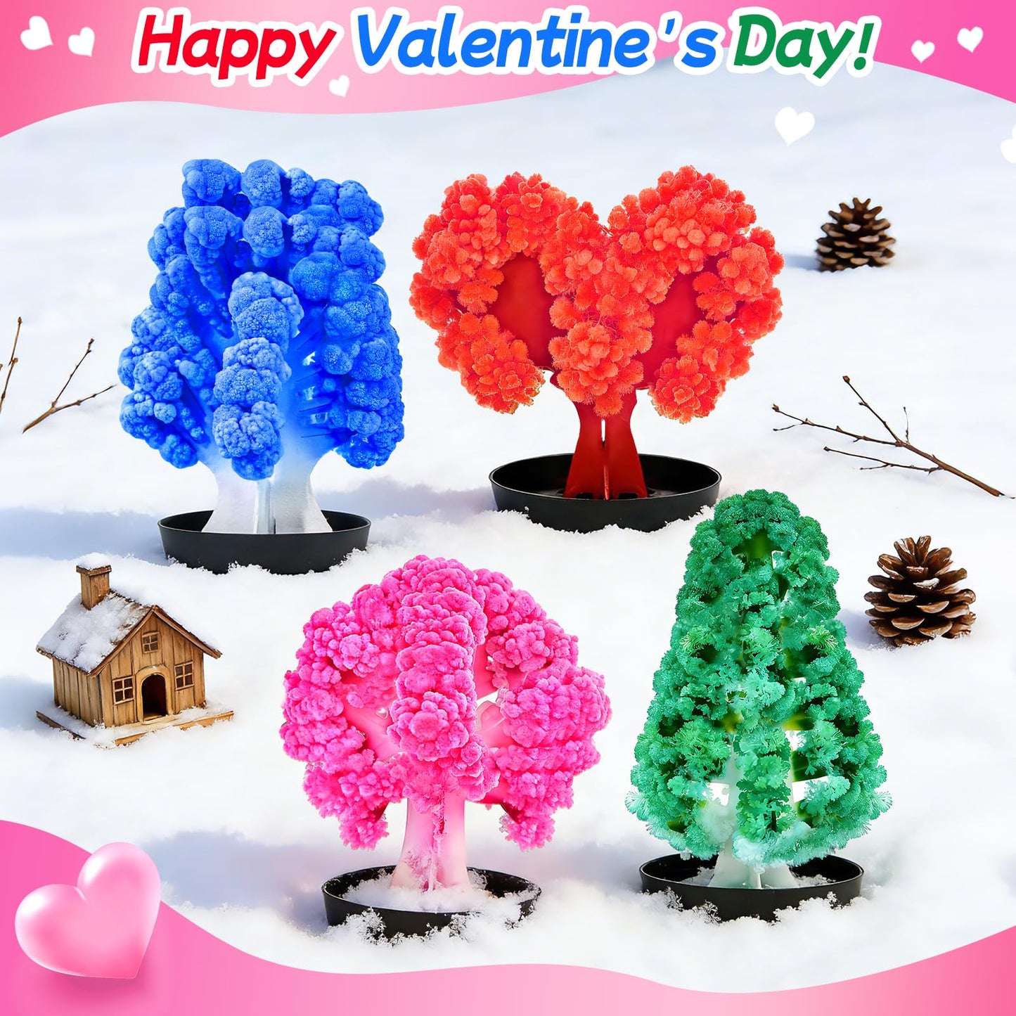 Ppotyo 24 Pack Growing Crystal Trees Kit With Greeting Cards for Kids STEM Science Experiment Craft Party Favors School Classroom Gifts Exchange Goodie bags for Boys and Girls