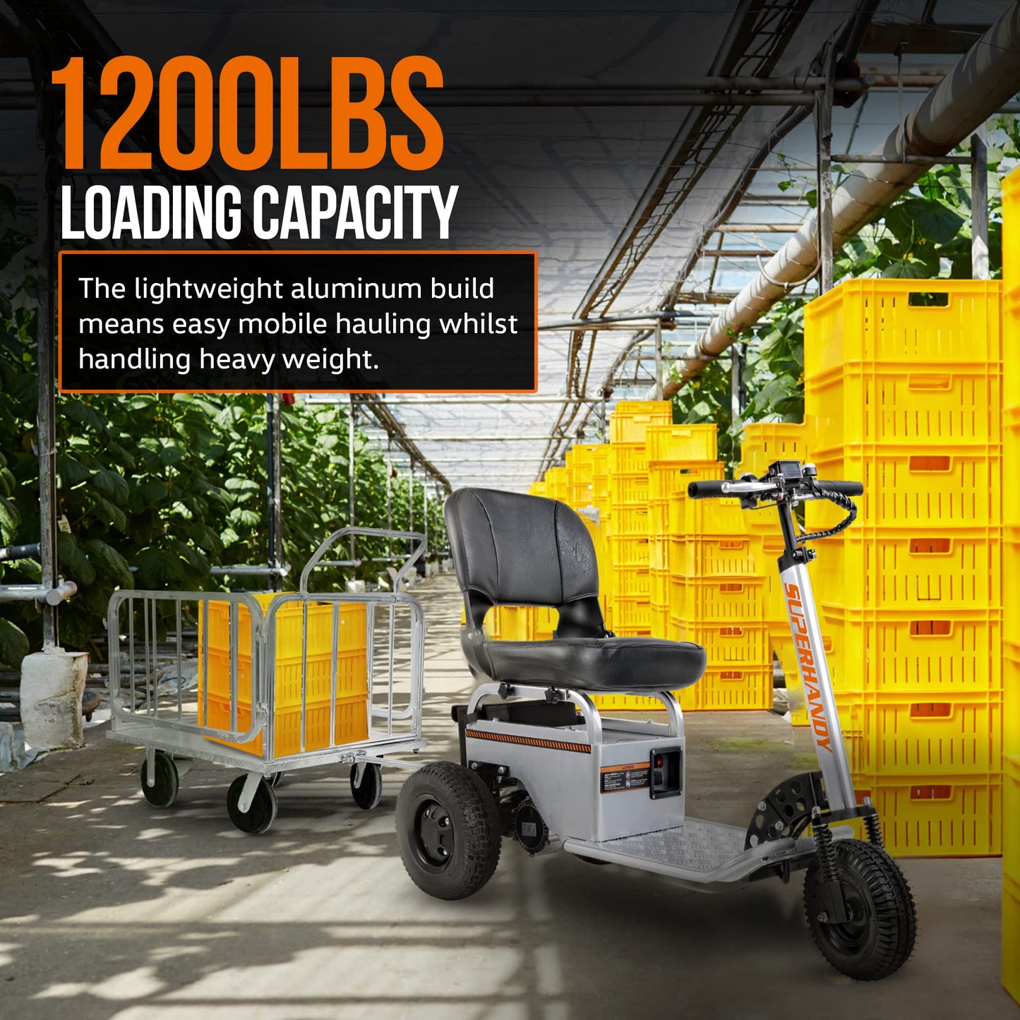 SuperHandy Cargo Trailer Heavy-Duty, Utility Cart - 1200 lbs Capacity with Hitch, 8" Casters, Compatible with SuperHandy Electric Tugger Cart