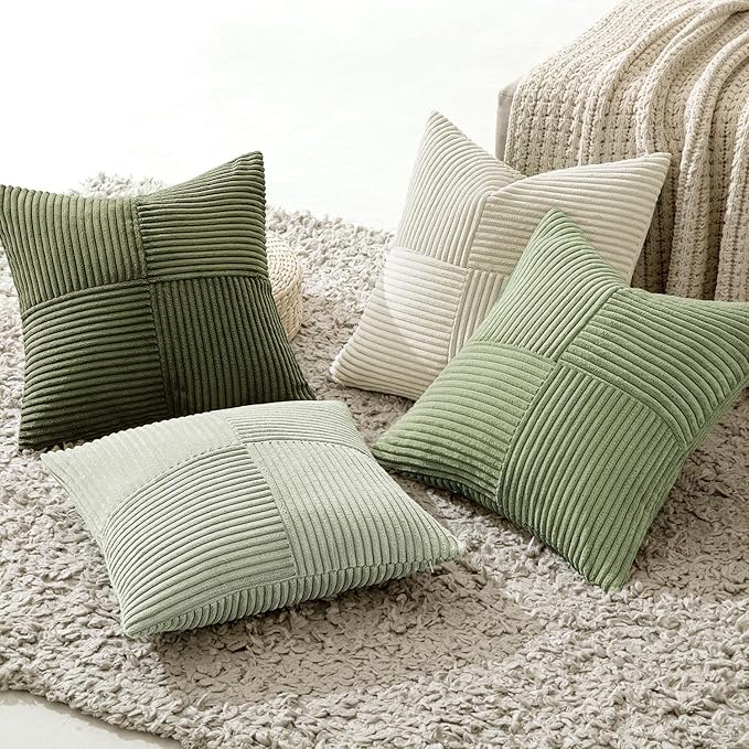 MIULEE Summer Light Green Decorative Throw Pillow Covers 20x20 Inch Set of 4