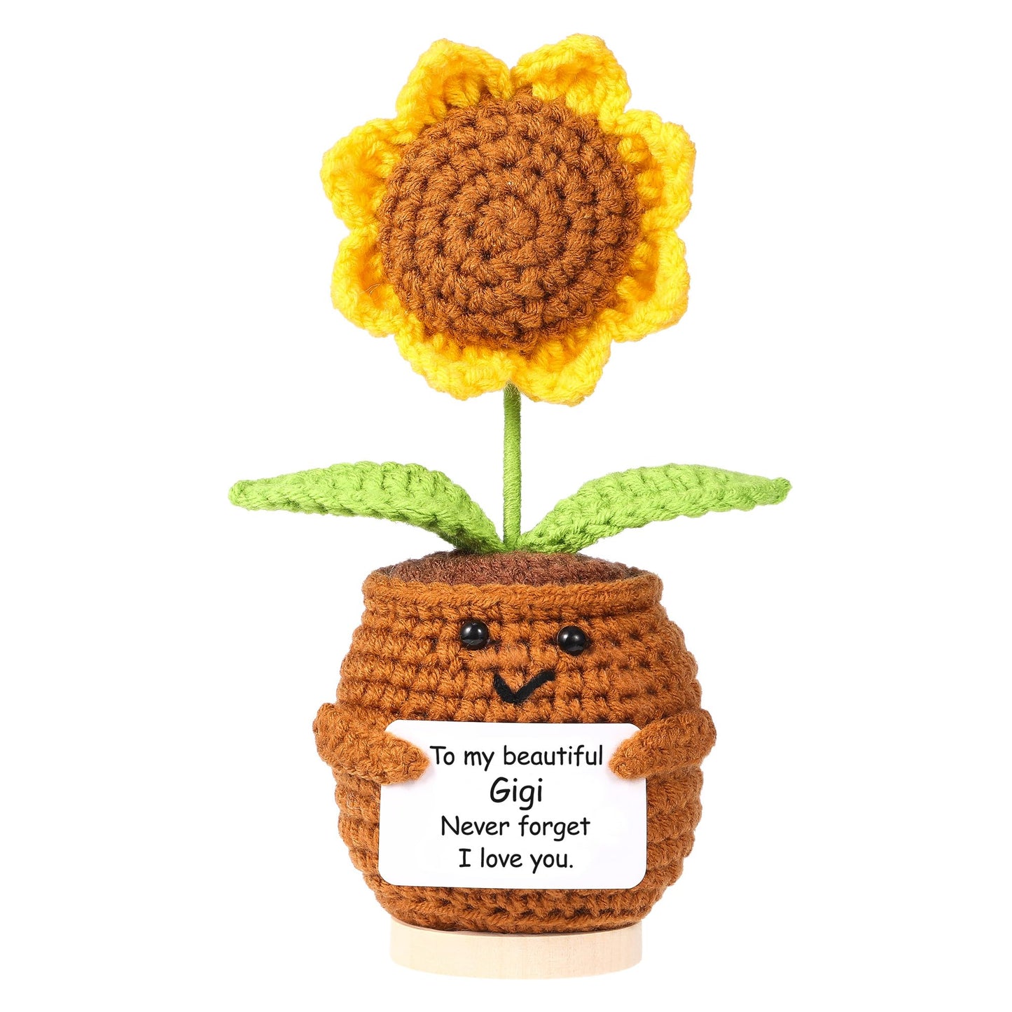 Lamyba Gigi Gifts for Grandma, Sunflower Crochet Decor, Natural Stone Adjustable Bracelet and Keychain Set, Christmas Birthday Mothers Day Gift for Gigi from Grandkids