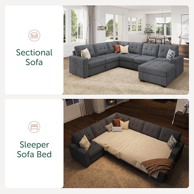 HONBAY Sectional Sleeper Sofa, Sleeper Sofa Couch