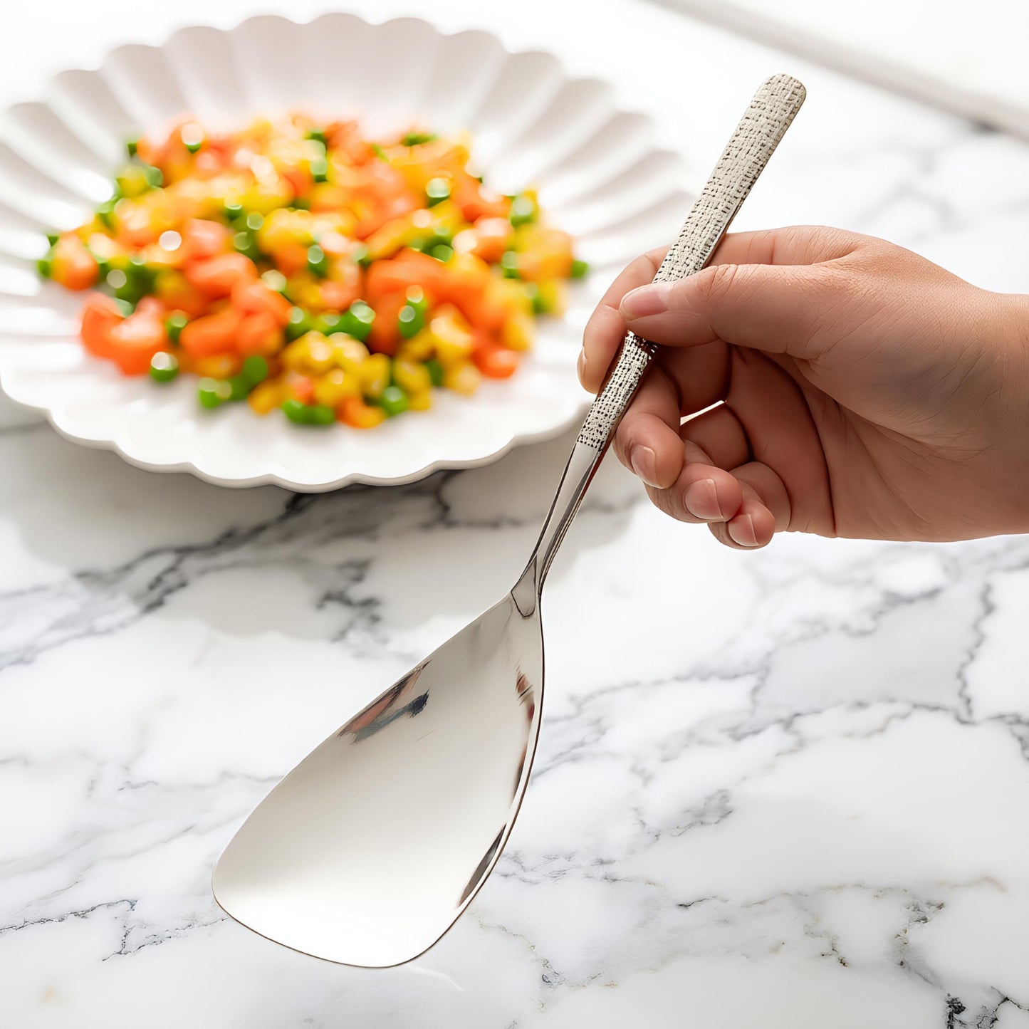 Wenkoni 10.4"" Serving Spoons SUS 304 Stainless Steel Buffet Shovel-shaped spoons,Dishwasher Safe,Pack of 2