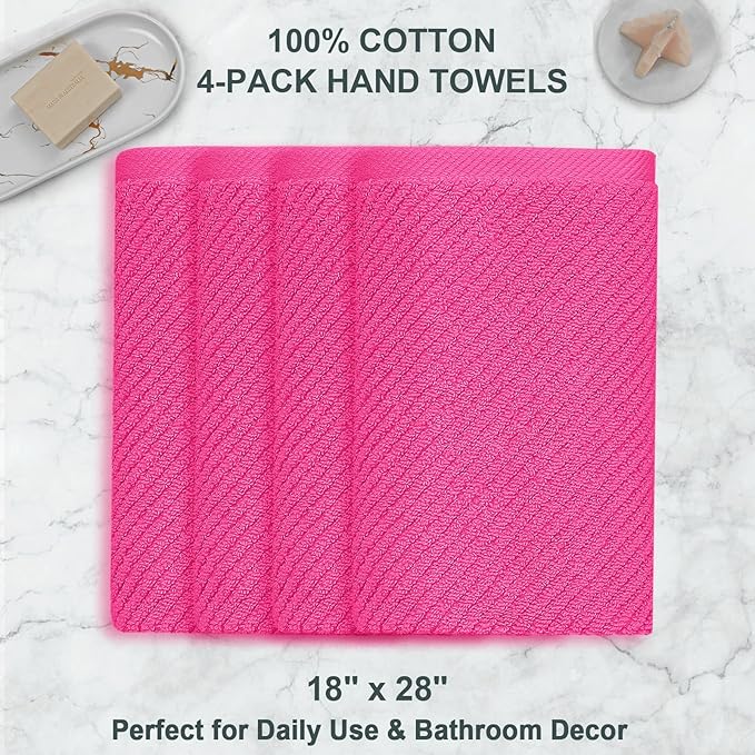 VOOVA & MOVAS Bathroom Hand Towels Set of 4, Large 18"x28"