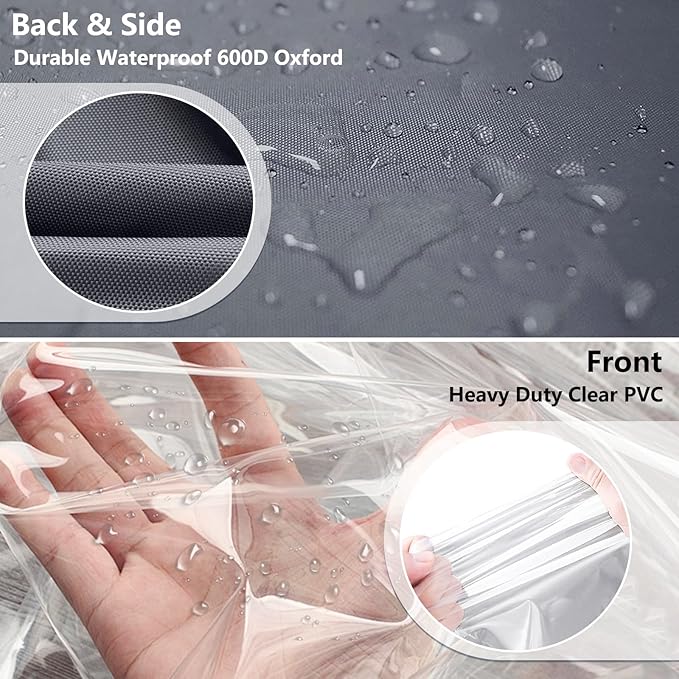 Waterproof Shelf Cover,600D Heavy Duty Dustproof Storage Wire Rack Covers,Outdoor Shelving Covers for Wire Shelves with Zipper 36''x14''x54'',Clear Front.