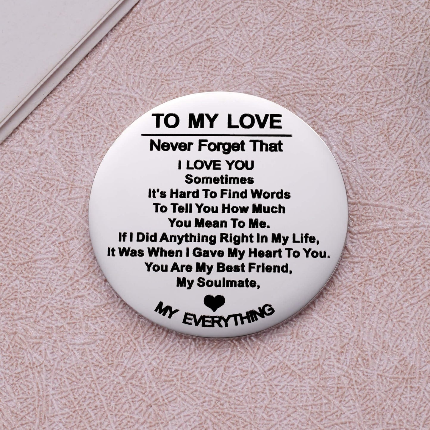 To My Love Pocket Hug Token Gift for Husband Valentines Day Gifts for Men Christmas Birthday Anniversary Jewelry Gift for Boyfriend Double Sided Message Engraved with Leather Keychain