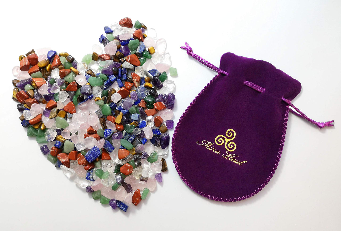 Mina Heal Chakra Stones Collection, Tumbled and Polished Natural Crystals, Mixed 7 Chakra Stones for Meditation, Energy Balance and Decorative Use (1Pound, 10-20mm)