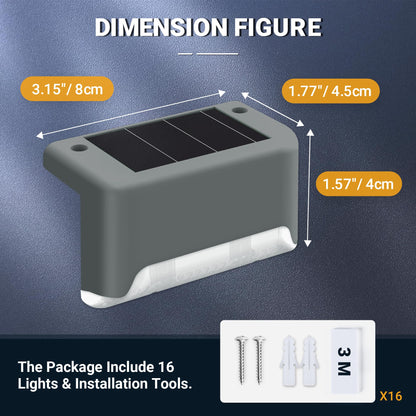 GIGALUMI Solar Fence Lights Outdoor Garden, 8 Pack Solar Step Lights, Waterproof Deck Decorative Lighting for Stairs, Yard, Patio, Gutter, Garden, Pathway Decoration (Grey, Warm White)