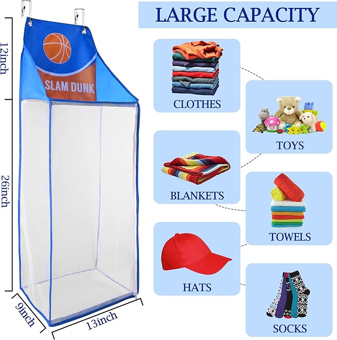 SPINFOX 2 Pack Over the Door Laundry Hamper, Hanging Basketball Laundry Hamper