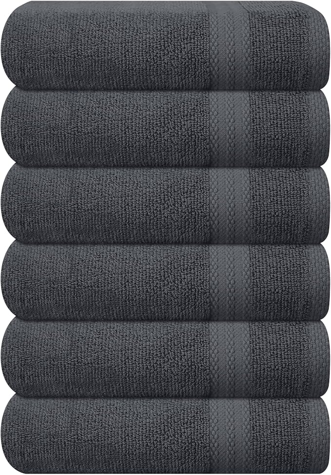GLAMBURG Ultra Soft 6-Piece Hand Towel Set 16x28-100% Ringspun Cotton
