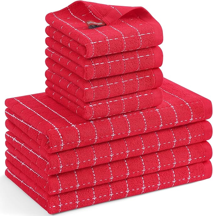 Mordimy 100% Cotton Terrycloth Kitchen Towels and Dishcloths Sets, Soft and