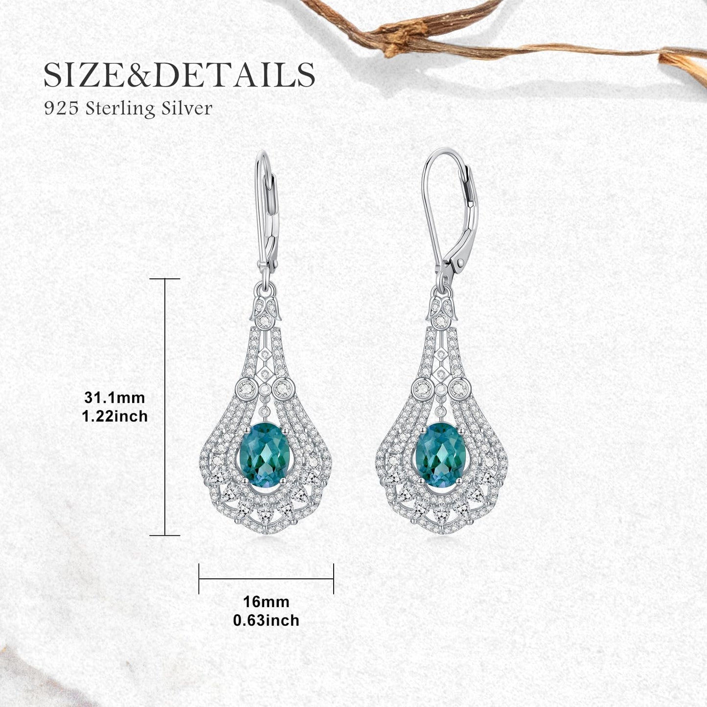 Lvoryance 1.5CT Genuine London Blue Topaz Earrings 925 Sterling Silver 6mm * 8mm Oval Cut December Birthstone Drop Earrings for Women