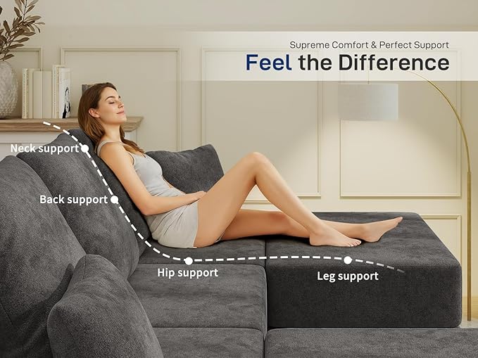 Living&Giving 128" U-Shaped Cloud Sectional Couch
