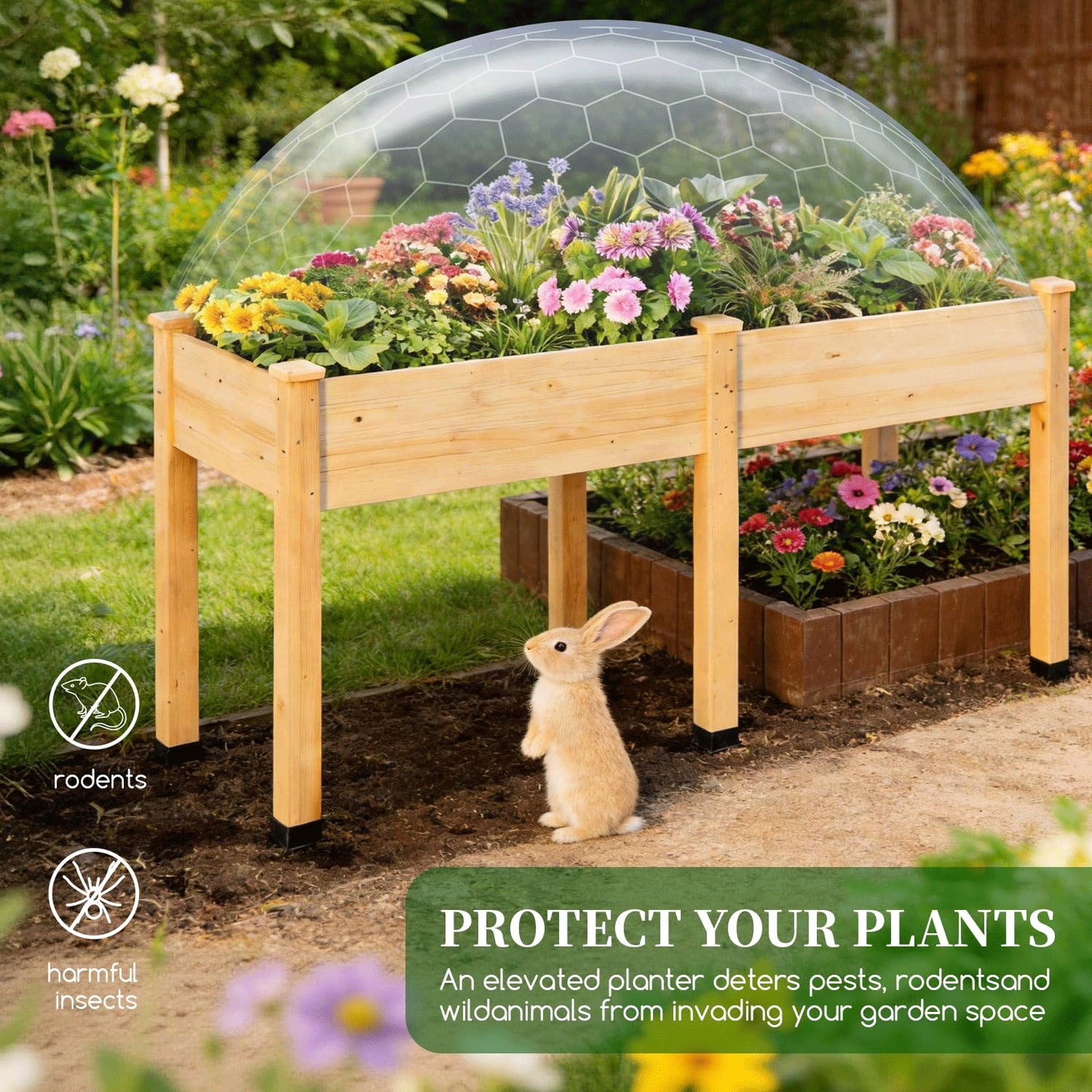 ZIENLIFE Wood Raised Garden Bed, 72x24x30in Elevated Wooden Planter Box with Legs Standing Growing Bed for Backyard, Patio, Balcony with Bed Liner, 200 Pound Capacity